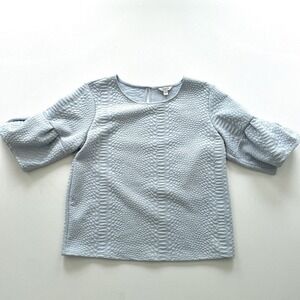 Guess Top Women's Small Gray Snakeskin Texture Bell Sleeve Keyhole Boho Chic